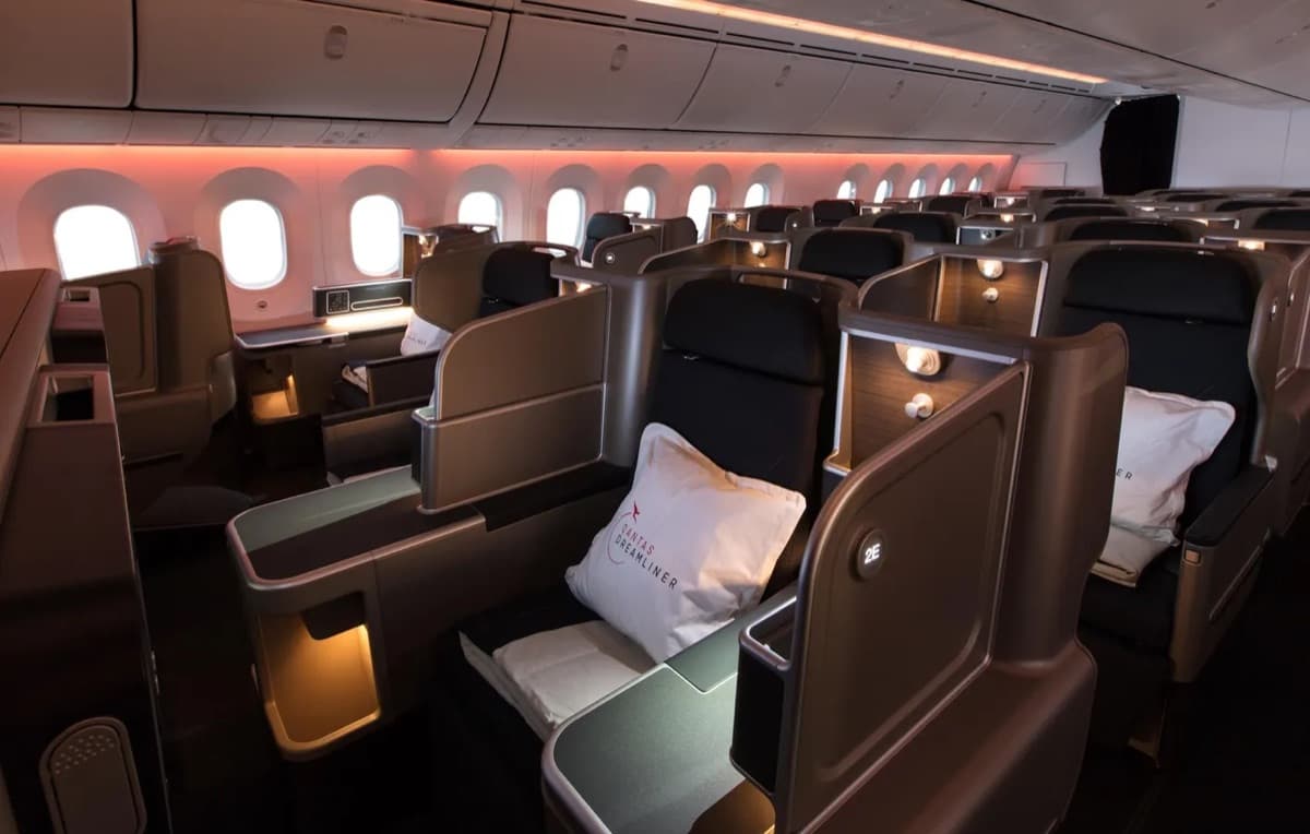 Qantas business class cabin